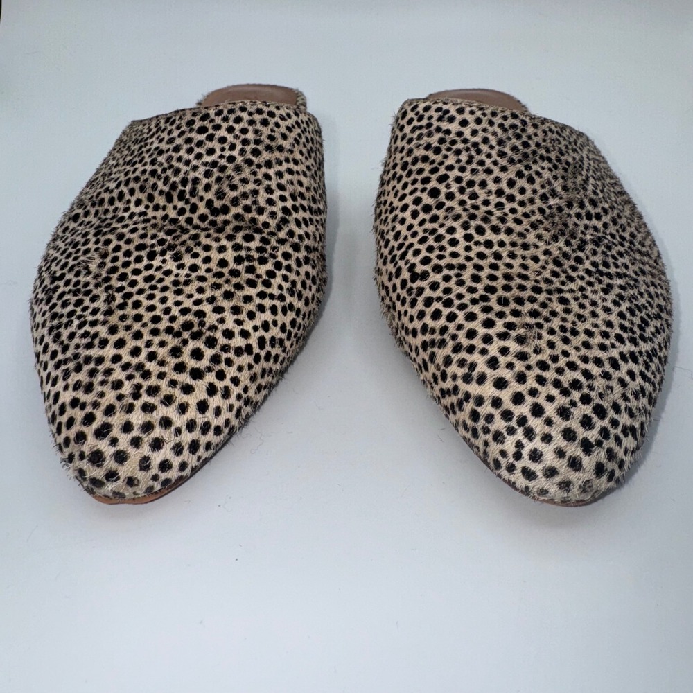 Madewell Remi Loafers Women's 6.5 Pointed Toe Calf Hair Mules Flats Cheetah - Picture 3 of 12